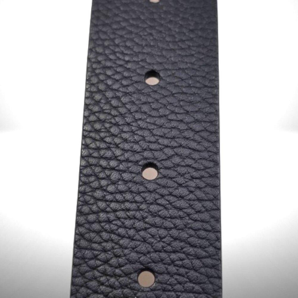 Alexander McQueen Black Pebbled Leather Belt w/ Gold “AM” Monogram Buckle — Size - Picture 6 of 8